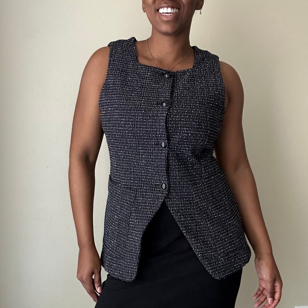 Maeve by Anthropologie Black Sleeveless Button Down Vest Size Medium